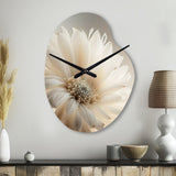 White Gerbera Flowers III - Asymmetric Metal Wall Clock