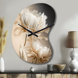 Peony Flower I - Asymmetric Metal Wall Clock