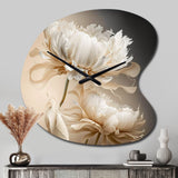 Peony Flower I - Asymmetric Metal Wall Clock