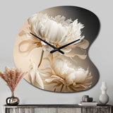 Peony Flower I - Asymmetric Metal Wall Clock
