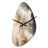 Peony Flower I - Asymmetric Metal Wall Clock