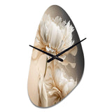 Peony Flower I - Asymmetric Metal Wall Clock