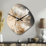 Peony Flower I - Asymmetric Metal Wall Clock
