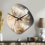Peony Flower I - Asymmetric Metal Wall Clock
