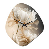 Peony Flower I - Asymmetric Metal Wall Clock
