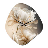 Peony Flower I - Asymmetric Metal Wall Clock