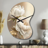 Peony Flower II - Asymmetric Metal Wall Clock