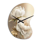 Peony Flower II - Asymmetric Metal Wall Clock