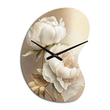 Peony Flower II - Asymmetric Metal Wall Clock