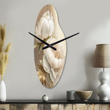 Peony Flower II - Asymmetric Metal Wall Clock