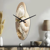 Peony Flower II - Asymmetric Metal Wall Clock