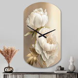 Peony Flower II - Asymmetric Metal Wall Clock
