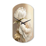 Peony Flower II - Asymmetric Metal Wall Clock