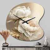 Peony Flower II - Asymmetric Metal Wall Clock