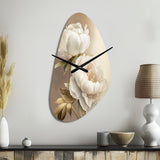 Peony Flower II - Asymmetric Metal Wall Clock