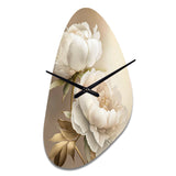 Peony Flower II - Asymmetric Metal Wall Clock