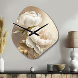 Peony Flower II - Asymmetric Metal Wall Clock