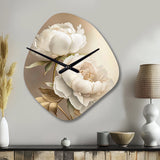 Peony Flower II - Asymmetric Metal Wall Clock
