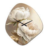 Peony Flower II - Asymmetric Metal Wall Clock