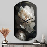 Peony Flower III - Asymmetric Metal Wall Clock