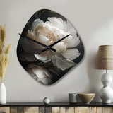 Peony Flower III - Asymmetric Metal Wall Clock