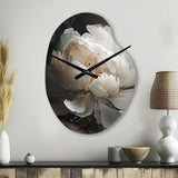 Peony Flower III - Asymmetric Metal Wall Clock