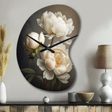 Peony Flower IV - Asymmetric Metal Wall Clock