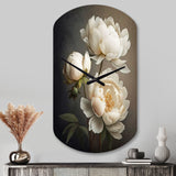 Peony Flower IV - Asymmetric Metal Wall Clock