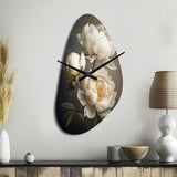 Peony Flower IV - Asymmetric Metal Wall Clock
