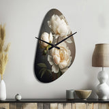 Peony Flower IV - Asymmetric Metal Wall Clock