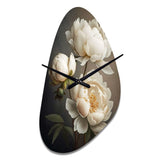 Peony Flower IV - Asymmetric Metal Wall Clock
