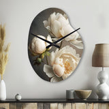 Peony Flower IV - Asymmetric Metal Wall Clock