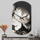 Peony Flower V - Asymmetric Metal Wall Clock