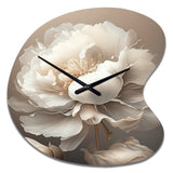 Peony Flower VI - Asymmetric Metal Wall Clock