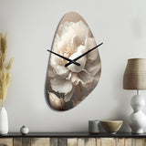 Peony Flower VI - Asymmetric Metal Wall Clock