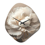 Peony Flower VI - Asymmetric Metal Wall Clock