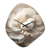 Peony Flower VI - Asymmetric Metal Wall Clock