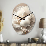Peony Flower VI - Asymmetric Metal Wall Clock