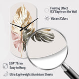 Gold And White Philodendron Leaf II - Asymmetric Metal Wall Clock