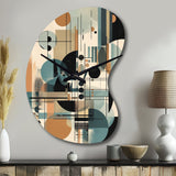 Blue And Black Geometric Shadows III - Asymmetric Metal Wall Clock