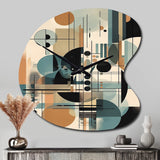 Blue And Black Geometric Shadows III - Asymmetric Metal Wall Clock