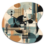 Blue And Black Geometric Shadows III - Asymmetric Metal Wall Clock