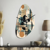 Blue And Black Geometric Shadows III - Asymmetric Metal Wall Clock