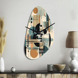 Blue And Black Geometric Shadows III - Asymmetric Metal Wall Clock