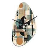 Blue And Black Geometric Shadows III - Asymmetric Metal Wall Clock