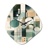 Green Black Minimalism Quiet Depths I - Asymmetric Metal Wall Clock