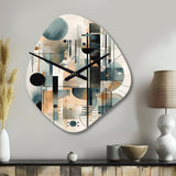 Blue Cream Minimalism Quiet Depths - Asymmetric Metal Wall Clock