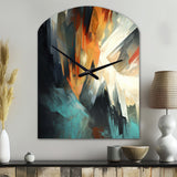 Orange And Blue Abstract Mixed Colors I - Asymmetric Metal Wall Clock