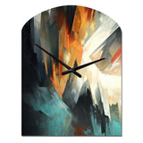 Orange And Blue Abstract Mixed Colors I - Asymmetric Metal Wall Clock