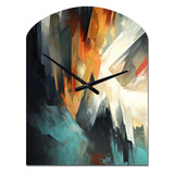 Orange And Blue Abstract Mixed Colors I - Asymmetric Metal Wall Clock